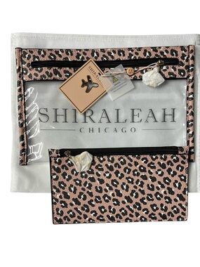 🌻NEW w/tag Shiraleah Chicago Lexington Leopard Print Travel Zip Pouches, Set 2